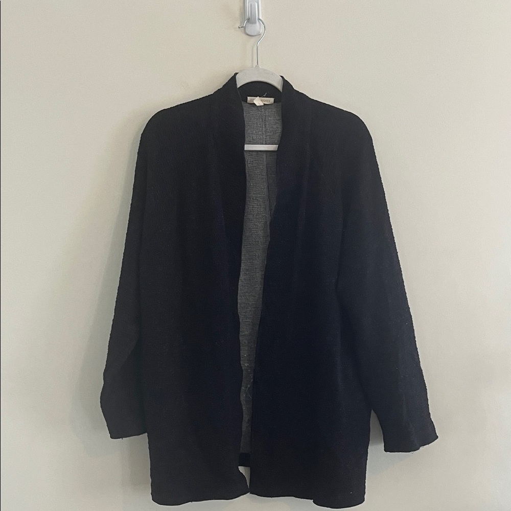 Eileen Fisher Organic Cotton Tencel Open Front Long Line Cardigan Sweater Duster